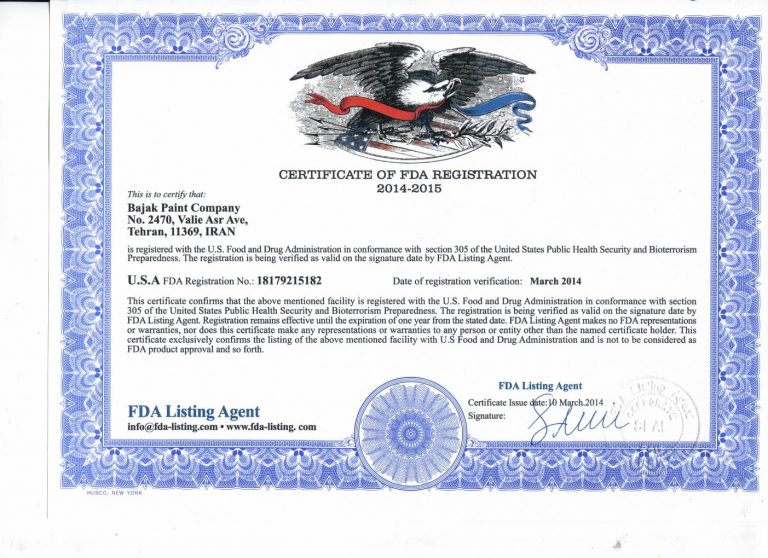 Certificate Of Fda Registration 2014 2015