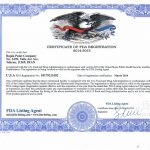 certificate of FDA registration 2014-2015